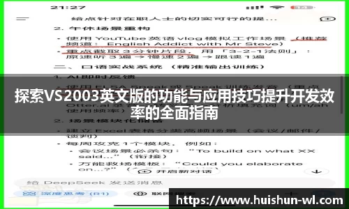 探索VS2003英文版的功能与应用技巧提升开发效率的全面指南